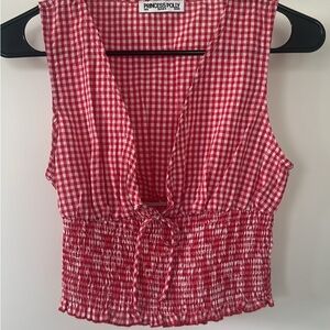 Princess Polly Red Checkered Blouse